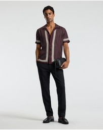 Calibre - Stripe Scarf Print Short Sleeve Shirt Oxblood