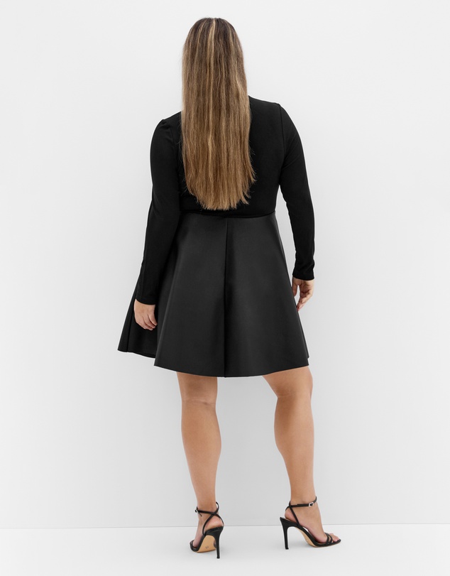 City Chic - Rosa Faux Leather Skater Dress