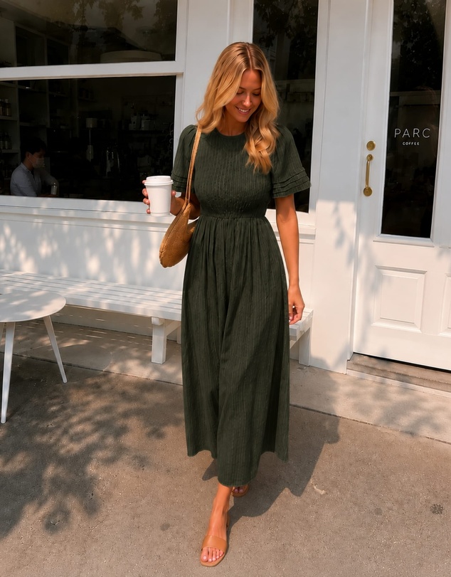 Esther & Co - Iolana Dress - Dark Olive