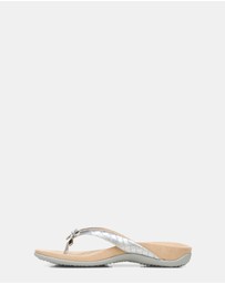 Vionic - Bella Toe Post Sandal - Silver Metallic Croc
