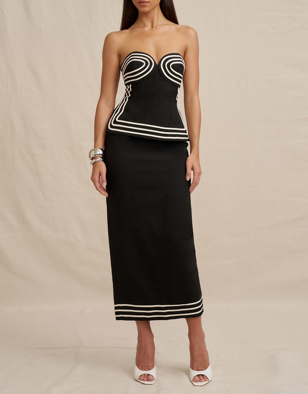 BY JOHNNY. - Sloane Stripe Ankle Skirt