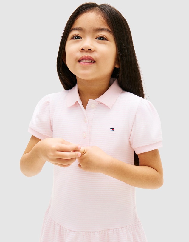 Tommy Hilfiger - Puff Sleeve Dropped Waist Polo Dress - Kids