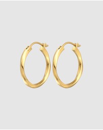 Elli Jewelry - Earrings Creoles Twisted Trend Basic in 925 Sterling Silver Gold Plated