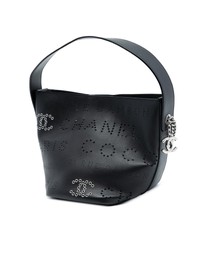 Pre-Loved by Azura Reborn - Pre-Loved Small Perforated Calfskin Logo Eyelet Bucket Bag