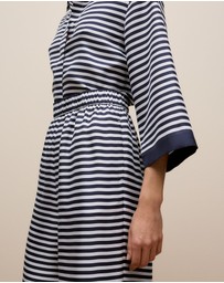 Trenery - Silk Stripe Cropped Pant in Night Sky