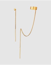 Elli Jewelry - Earrings Hanger Long Earcuffs 925 Sterling Silver Gold Plated