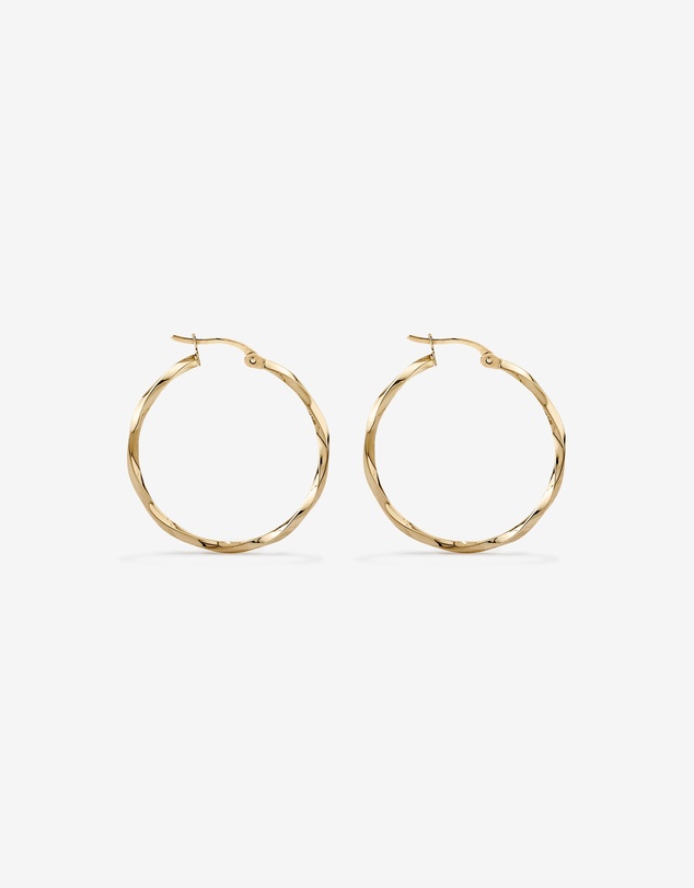 Michael Hill - 28mm Square Twist Hoop Earrings in 10kt Yellow Gold