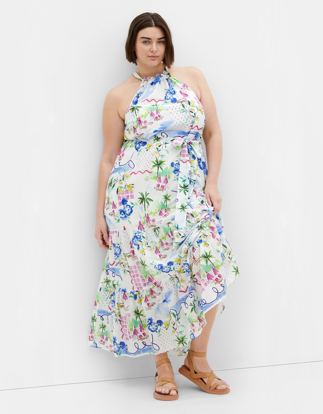 City Chic - Plus size Island Breeze Maxi Dress - ivory