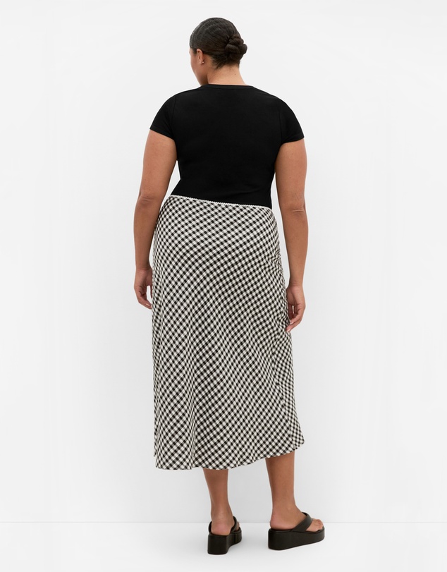 City Chic - Western Gingham Midi Skirt