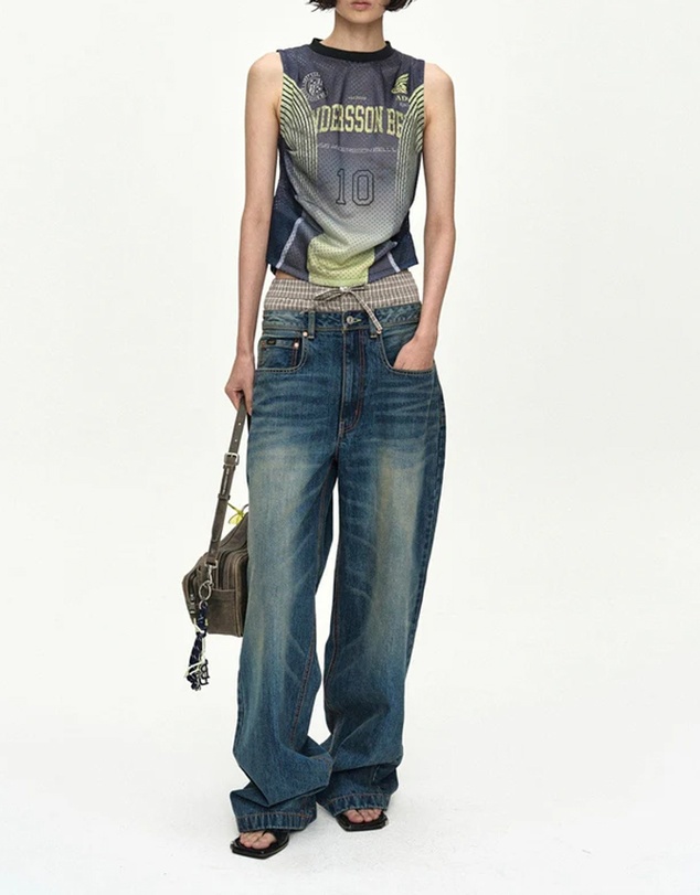 Andersson Bell - Trunk Layered Wide-Leg Jeans - Unisex