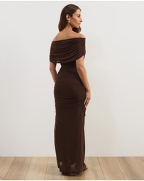 Atmos&Here - Bonnie Off Shoulder Mesh Maxi Dress
