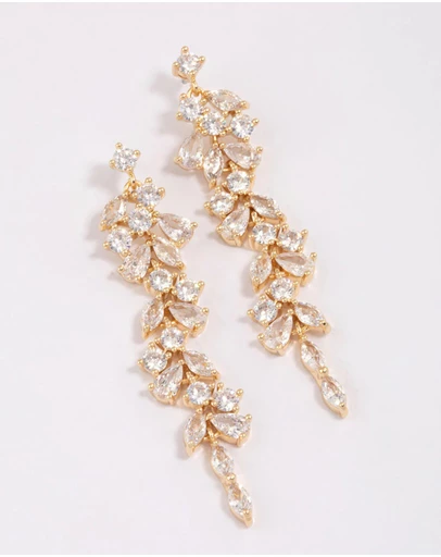 Lovisa - Gold Plated Cubic Zirconia Dainty Vine Drop Earrings