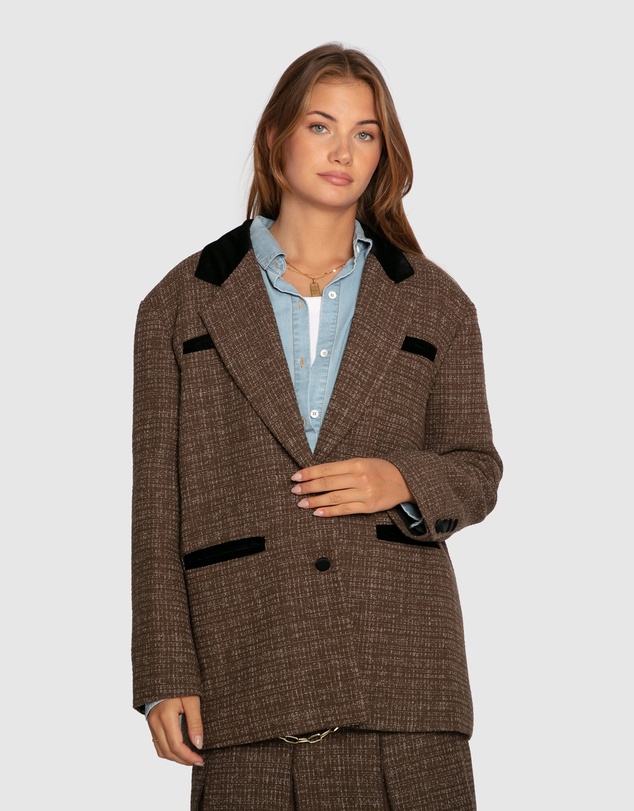 Belle & Bloom - City Noir Tweed Oversized Blazer