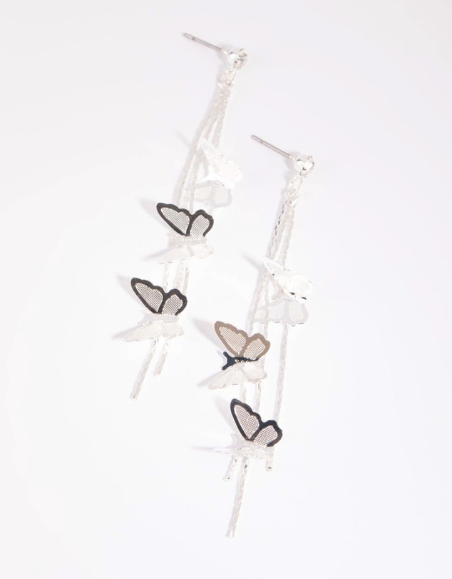 Lovisa - Silver Butterfly Drop Earrings