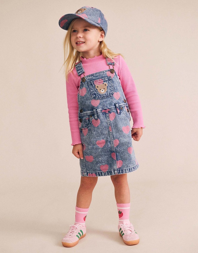 Huxbaby - Dreamy Denim Hearts Pinafore Dress - Babies-Kids