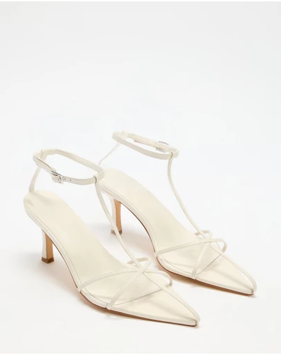 AERE - Leather Point Toe Strappy Heels
