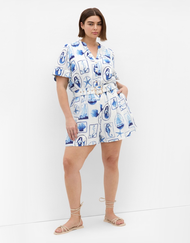 City Chic - Elise Amalfi Print Playsuit