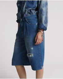 ONE TEASPOON - Beastie Low Waist Wide Leg Denim Jorts - Rosewood
