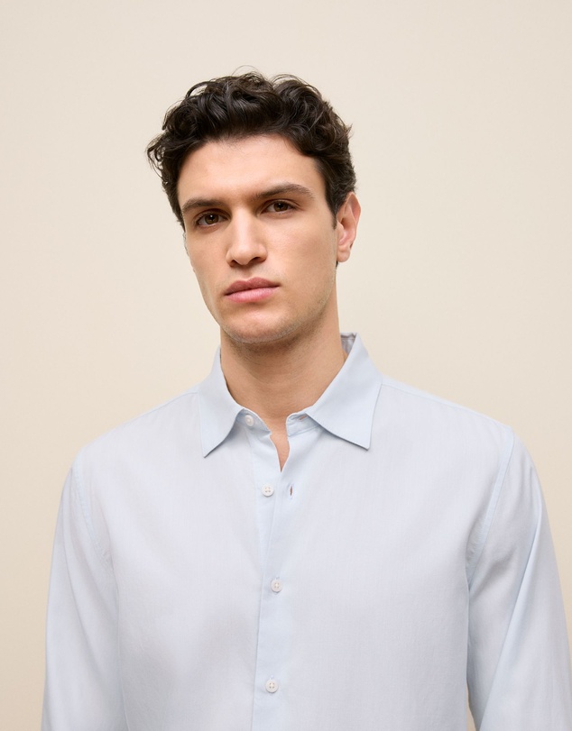 Trenery - Tailored Fit Soft Long Sleeve Shirt in Ice Blue