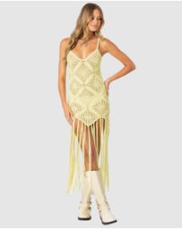EDIKTED - Fringey Crochet Maxi Dress