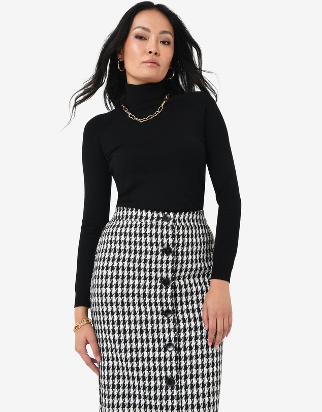 Forcast - Bennet Houndstooth Midi Skirt
