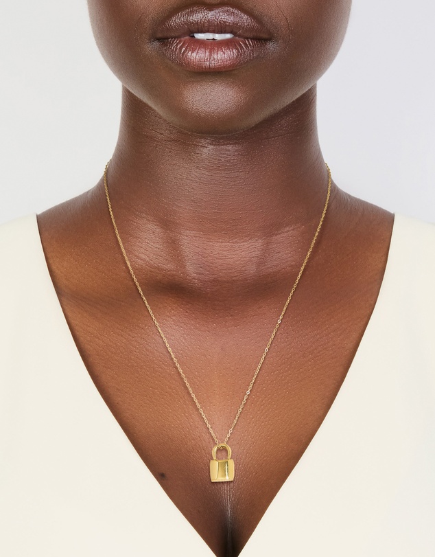 Lovisa - Waterproof Gold Plated Stainless Steel Lock Pendant Necklace
