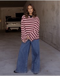 ALEXANDRA - Sable Long Sleeve Top Red Stripe