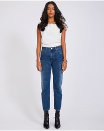 ONE TEASPOON - Slims High Waist Cropped Slim Fit Denim Jeans - Blue Paisley