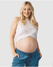 Angel Maternity - Summer Basic Maternity Crop Bamboo Top - Grey