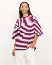 Dazie - Nostalgia Stripe Oversized Boyfriend Tee