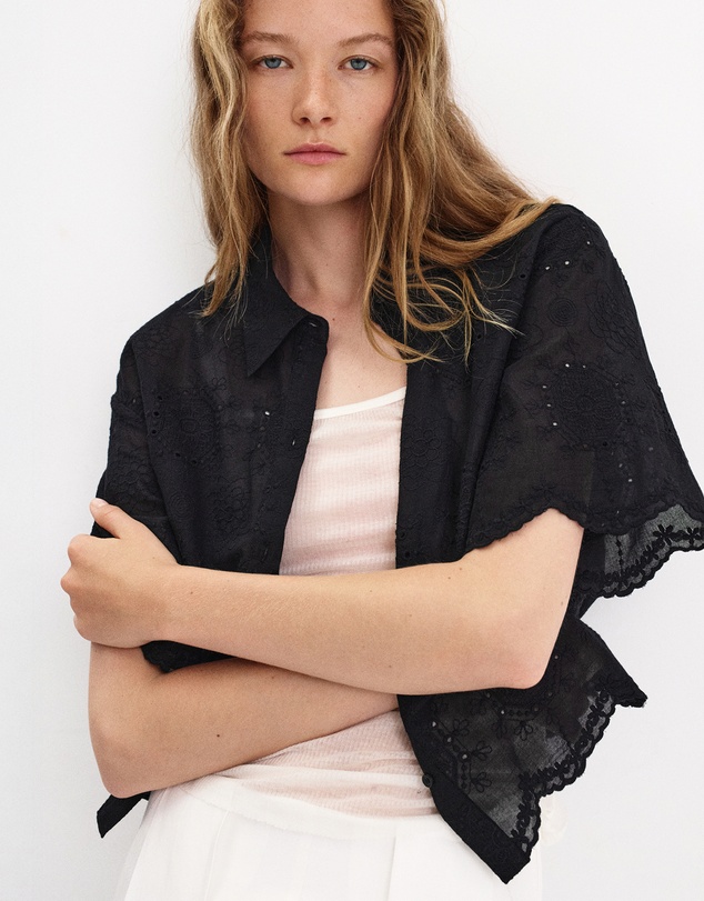 M.N.G - Embroidered Crop Top