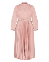 City Chic - Plus size Haley Long Sleeve Pleat Dress - dusty pink