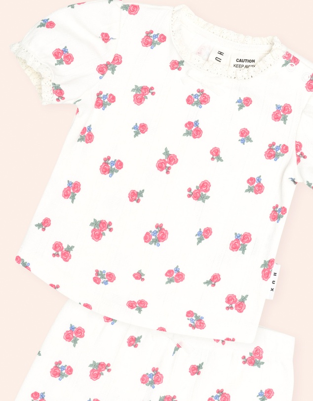 Huxbaby - Floral Pointelle Puff Slv PJs - Babies-Teens