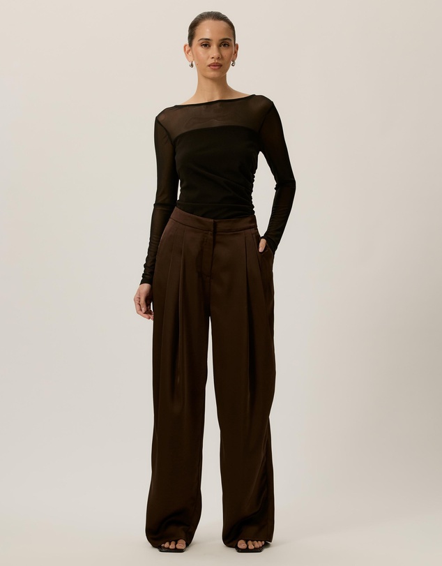 Tussah - Amelia Sheer Panel Gathered Long Sleeve Top
