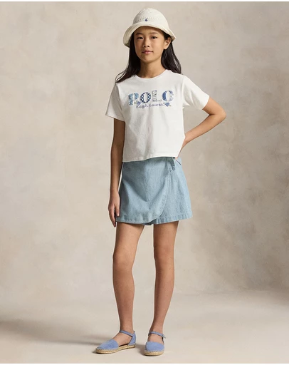 Polo Ralph Lauren - Indigo Chambray Wrap Skort - Kids-Teens