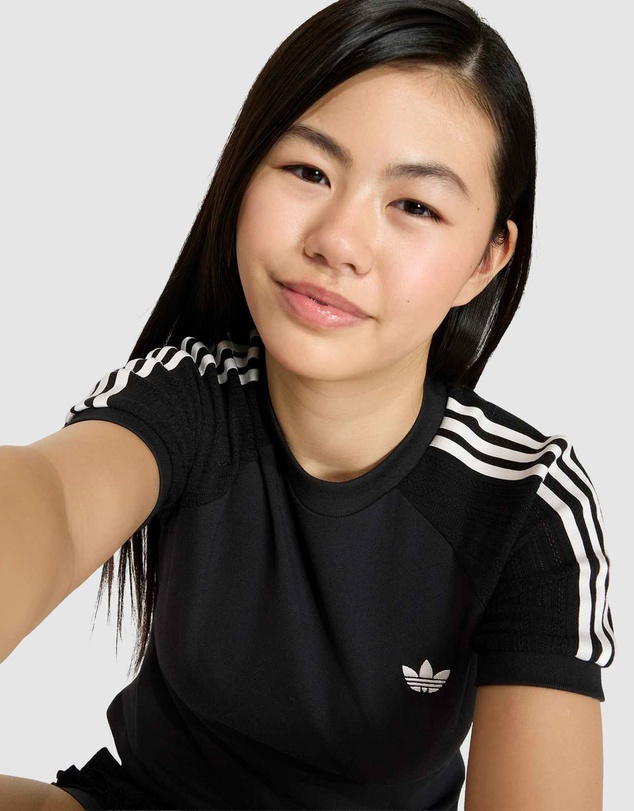 adidas Originals - Slim Knitted 3 Stripes Tee - Kids-Teens