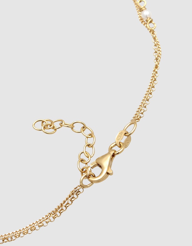 Elli Jewelry - Anklet Heart Shell Pearl 925 Sterling Silver Gold Plated
