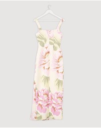 Revibe - Repaired BY JOHNNY. Edens Floral Square Peep Midi Dress - AU 6