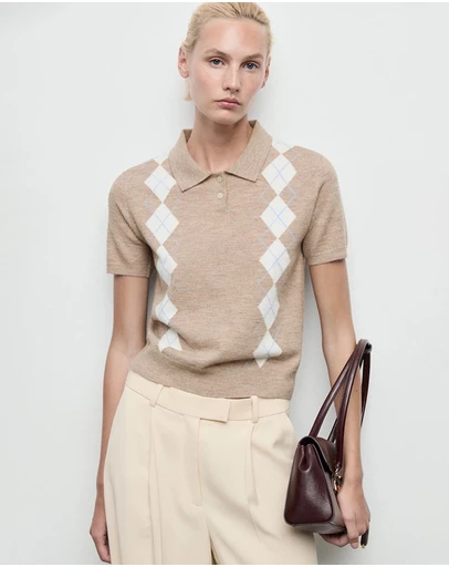M.N.G - Argyle Polo-Neck Sweater