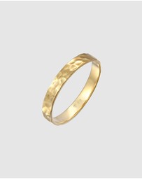 Kuzzoi - ICONIC EXCLUSIVE - Ring Band Basic Hammered in 375 Yellow Gold