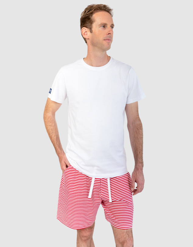 Sant And Abel - Men's Jersey Red Stripe Sleep Shorts