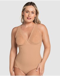 Leonisa - Sheer Stripe Detail Wirefree Sculpting Bodysuit