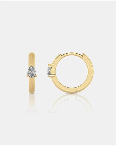 Zoe Olivia - 9K Gold Pear Lab Grown Diamond Huggie Earrings