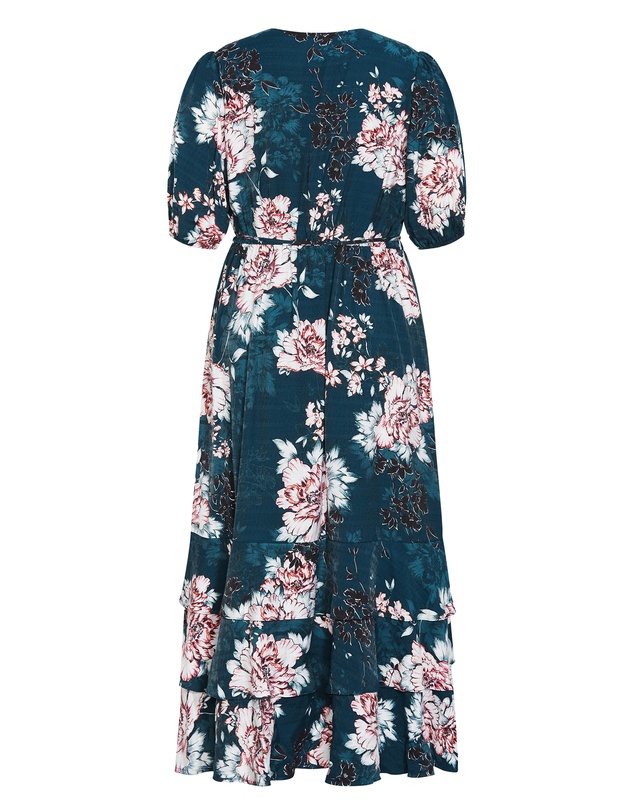 City Chic - Plus size Bri Floral Wrap Dress - jade
