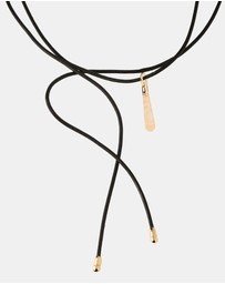 PDPAOLA - Yellow Aventurine Large Drop Pendant Leather Necklace