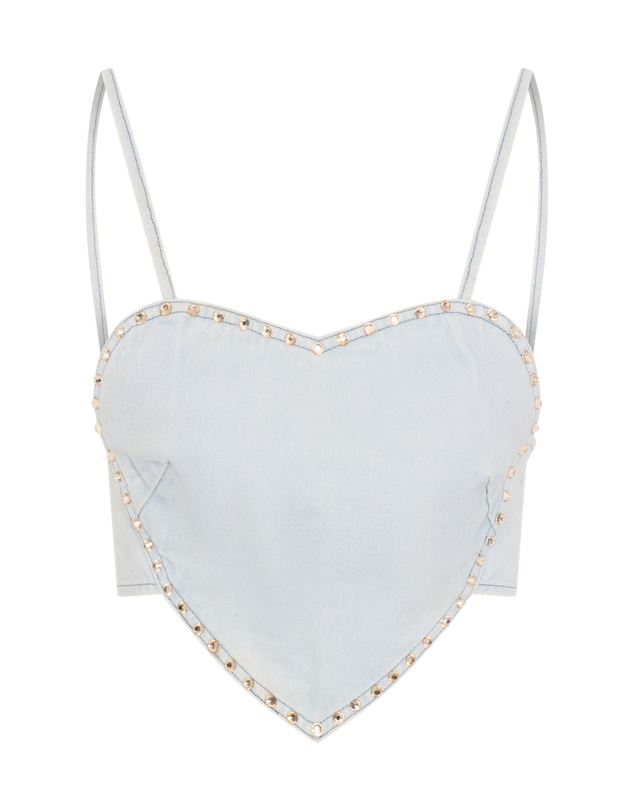 ONE TEASPOON - Denim Heart Backless Crop Top - Le Surf Blue