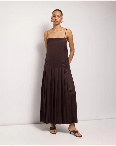 AERE - Esti Pleated Hem Midi Dress
