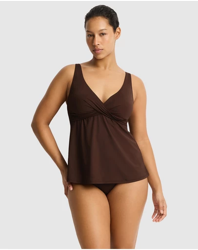 Sea Level Australia - Essentials Cross Front Swing Singlet Top Cocoa
