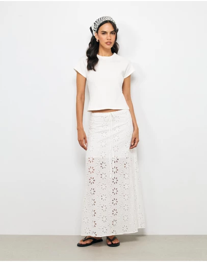 AERE - Vivi Cotton Broderie Maxi Skirt