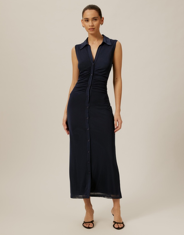 Tussah - Sleeveless Jersey Button Up Dress